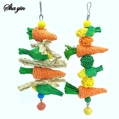 Small pet chewing toy hamster rabbit hand woven carrot corn vine ball