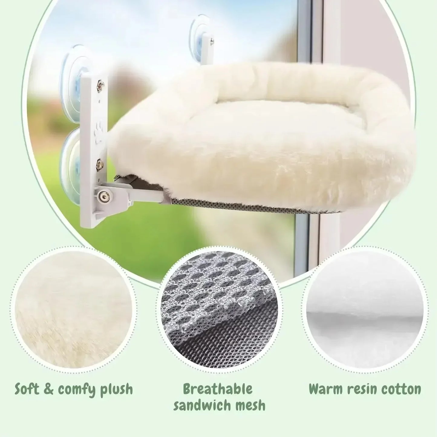 Winter Cat Hammock Window Habitat Cat Sunbathing Glass Hanging Suction