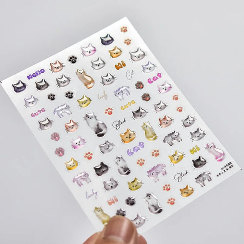 1PCS Relief Adhesive Cute Smiling Face Teddy Bear Nail Sticker