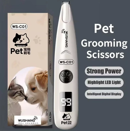 Pet Dog Electric Groomer Trimmer with LED Light Waterproof Pet Foot