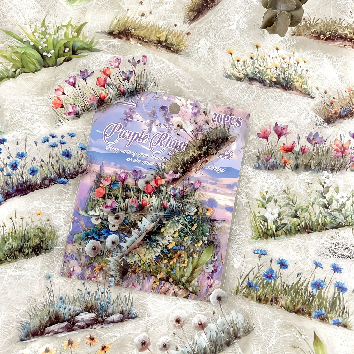 20 Pcs Plants Flowers Clusters Stickers Landscape Deco Materials DIY