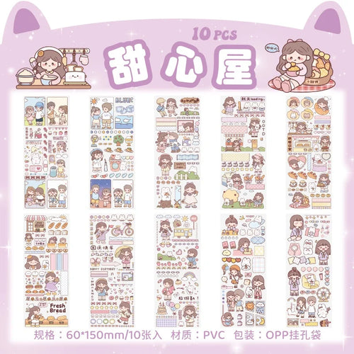 10Sheets Pet Planet Series Cartoon Transparent Waterproof PVC Ledger