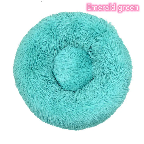 Super Soft Pet Cat Bed Plush Full Size Washable Calm Bed Donut Bed