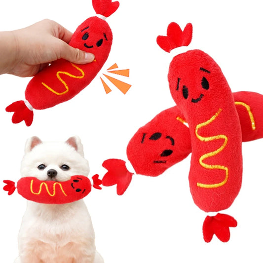 Dog Sound Plush Toy Hot Dog Chewing Toy Pet Grinding Teeth Squeaky