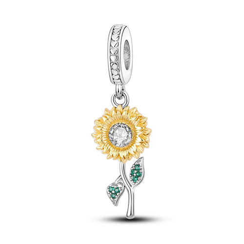 Silver Plated Travel Sunflower Lucky Charms Fit Original Pandora