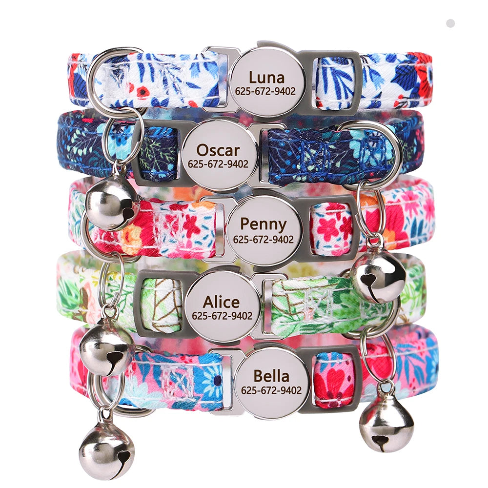 Cat Collar Free Personalized Kitten Collars Engraved Pet Puppy Name