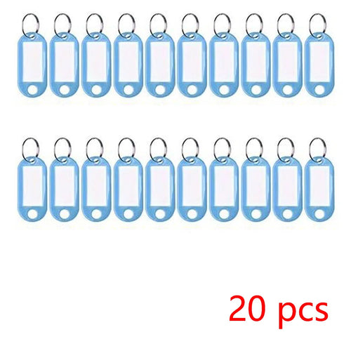 100 PCS KeyChain Labelable Plastic DIY Name Ring for Baggage Paper