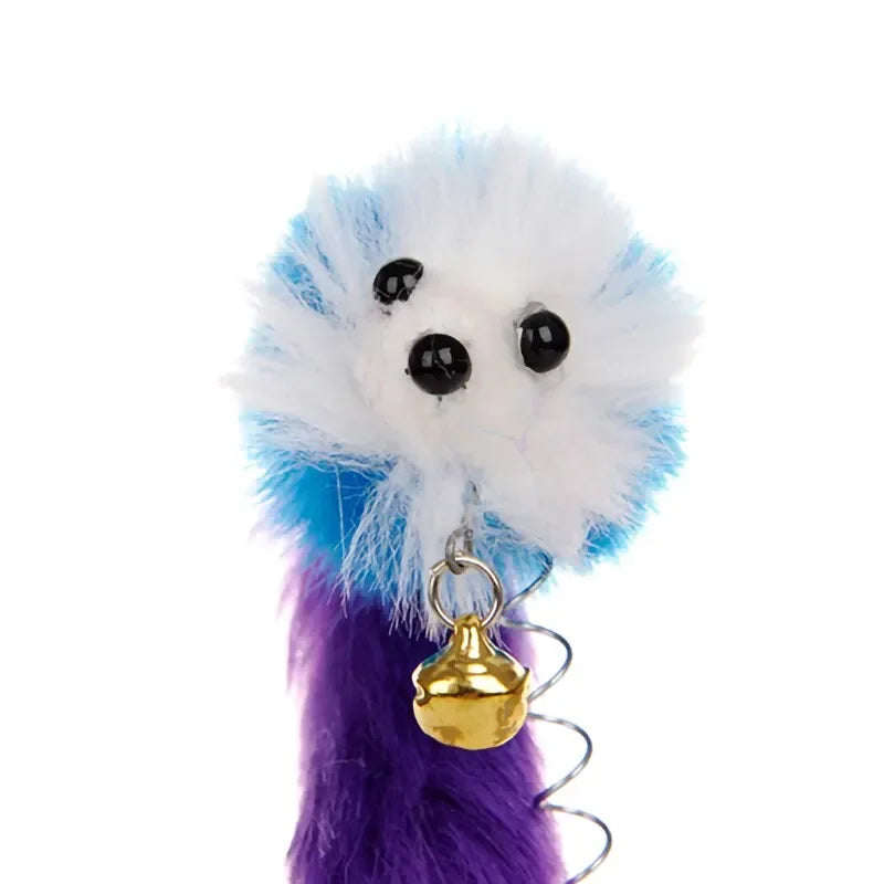 Cartoon Pet Cat Toy Stick Feather Rod Mouse Toy With Mini Bell Cat
