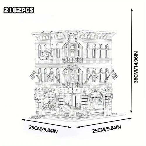 Creative Expert Bricks Bank Cafe Corner MOC Street View City Model