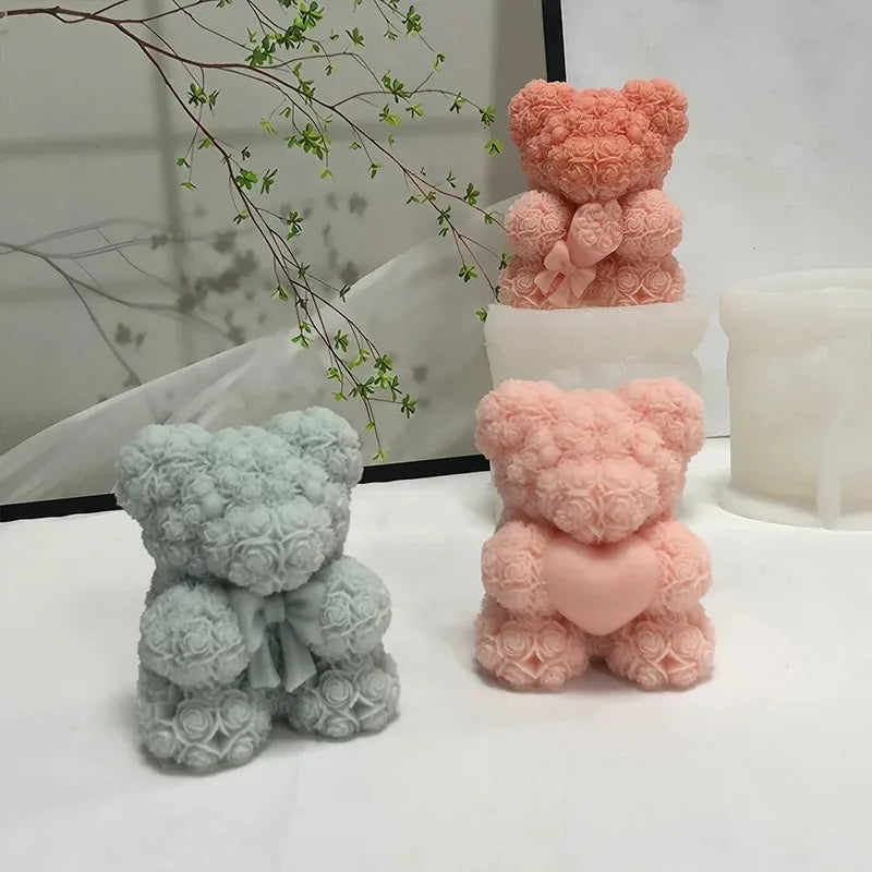 3D Bear Hug Love Silicone Candle Mold Diy Cute Bear Pet Candle Making