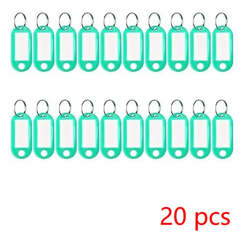 100 PCS KeyChain Labelable Plastic DIY Name Ring for Baggage Paper