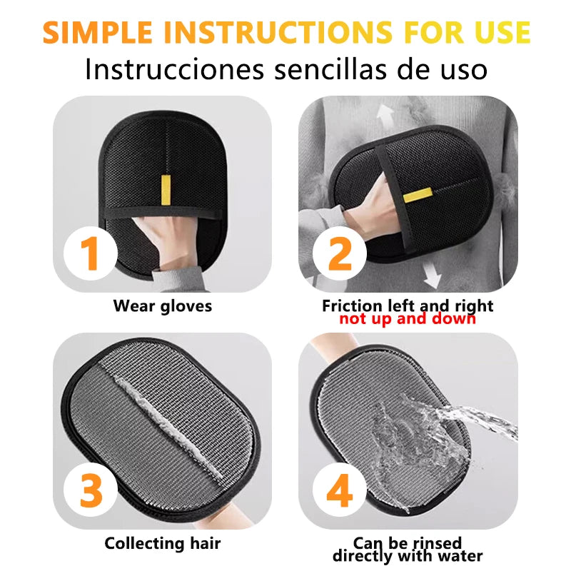 Reusable Double-Sided Pet Hair Removal Glove Anti-Static Grooming Tool
