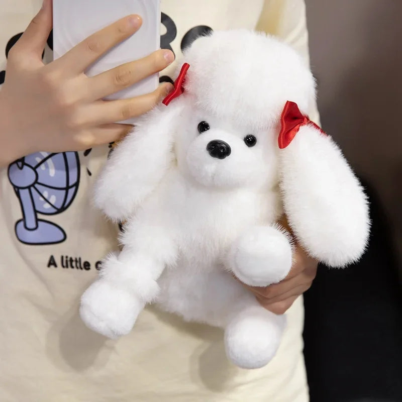 Realistic Sitting Poodle Pug Puppy Plush Toy Stuffed Doggy Cute Fluffy