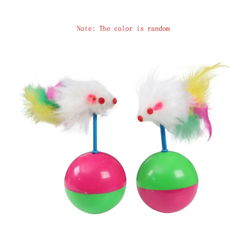 Pet cat toys durable colorful feathers Mimi's favorite fur mouse