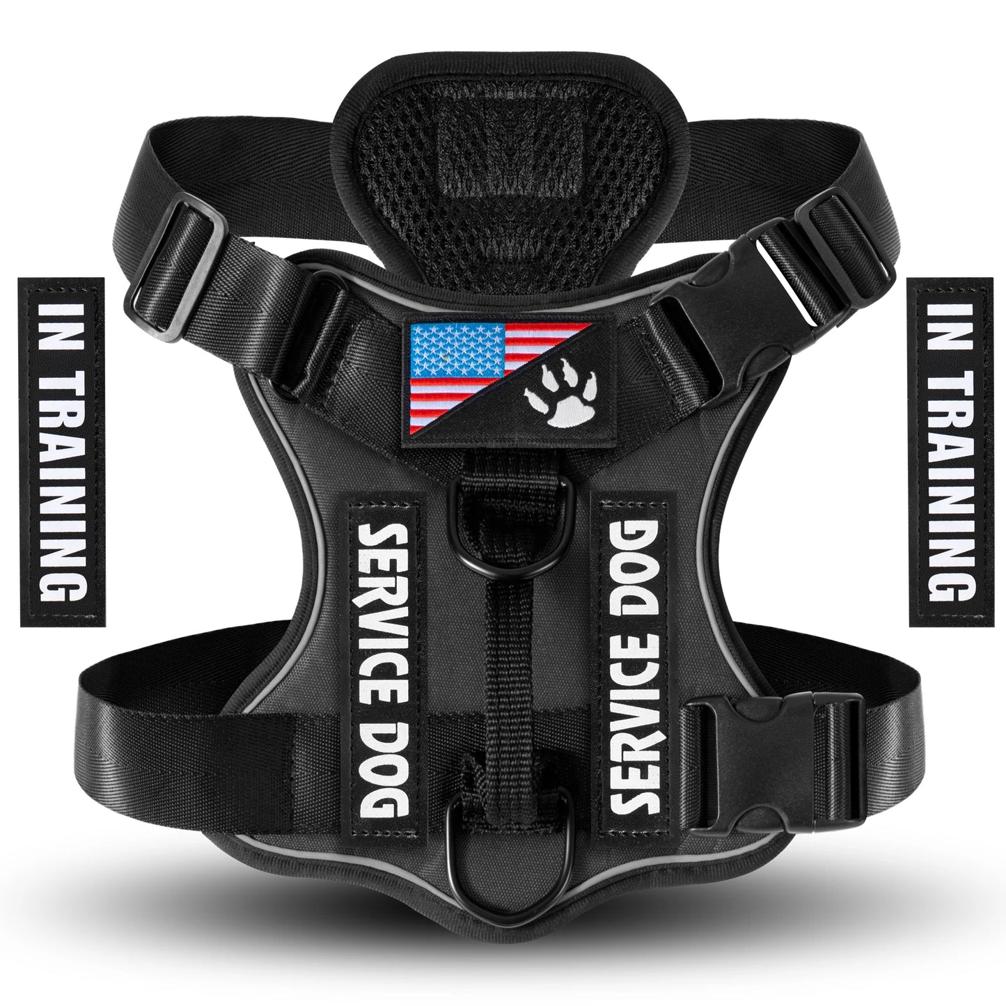 Service Dog Harness, Reflective Dog Vest Harness with 5 PCS Patches,