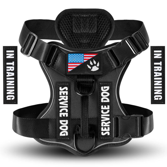 Service Dog Harness, Reflective Dog Vest Harness with 5 PCS Patches,