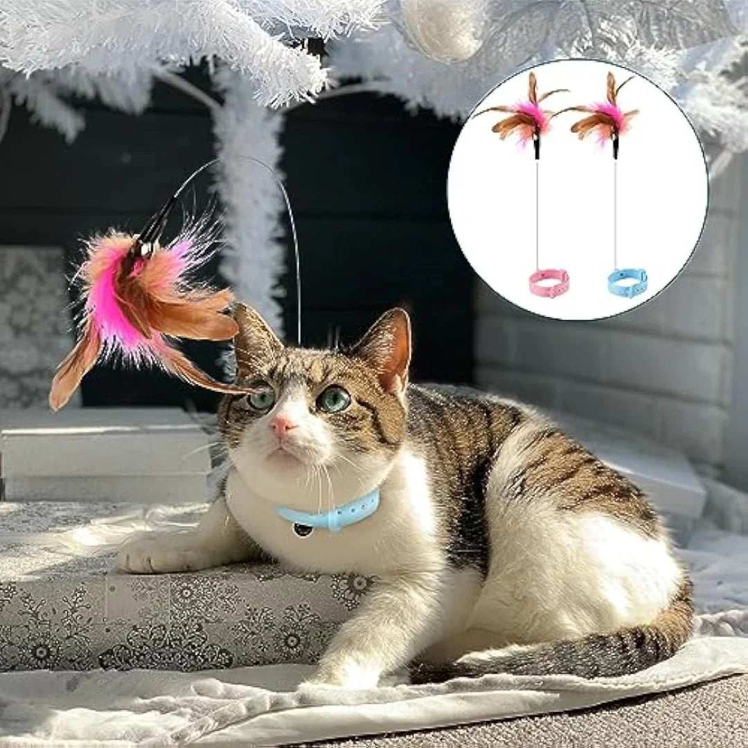 Cat Collar Toy Attached, Silicone Cat Teasing Wand Adjustable Cat