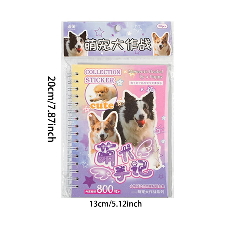30pcs Yanbian Cut Film Coil Stickers Book Cute Pet Battle Cat and Dog