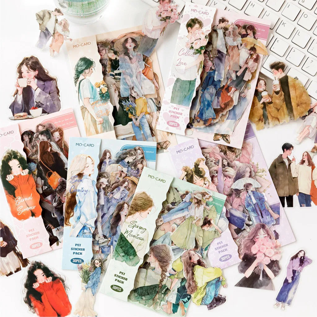 Journamm 30pcs/pack PET Ins Stickers Girls Life Combo Kit DIY