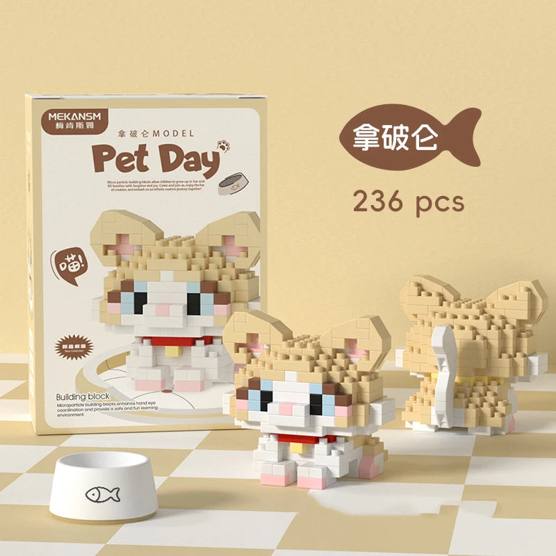 Mini Cute Pet Cat Series Cute Ragdoll Siamese Cat Brick Corgi Husky
