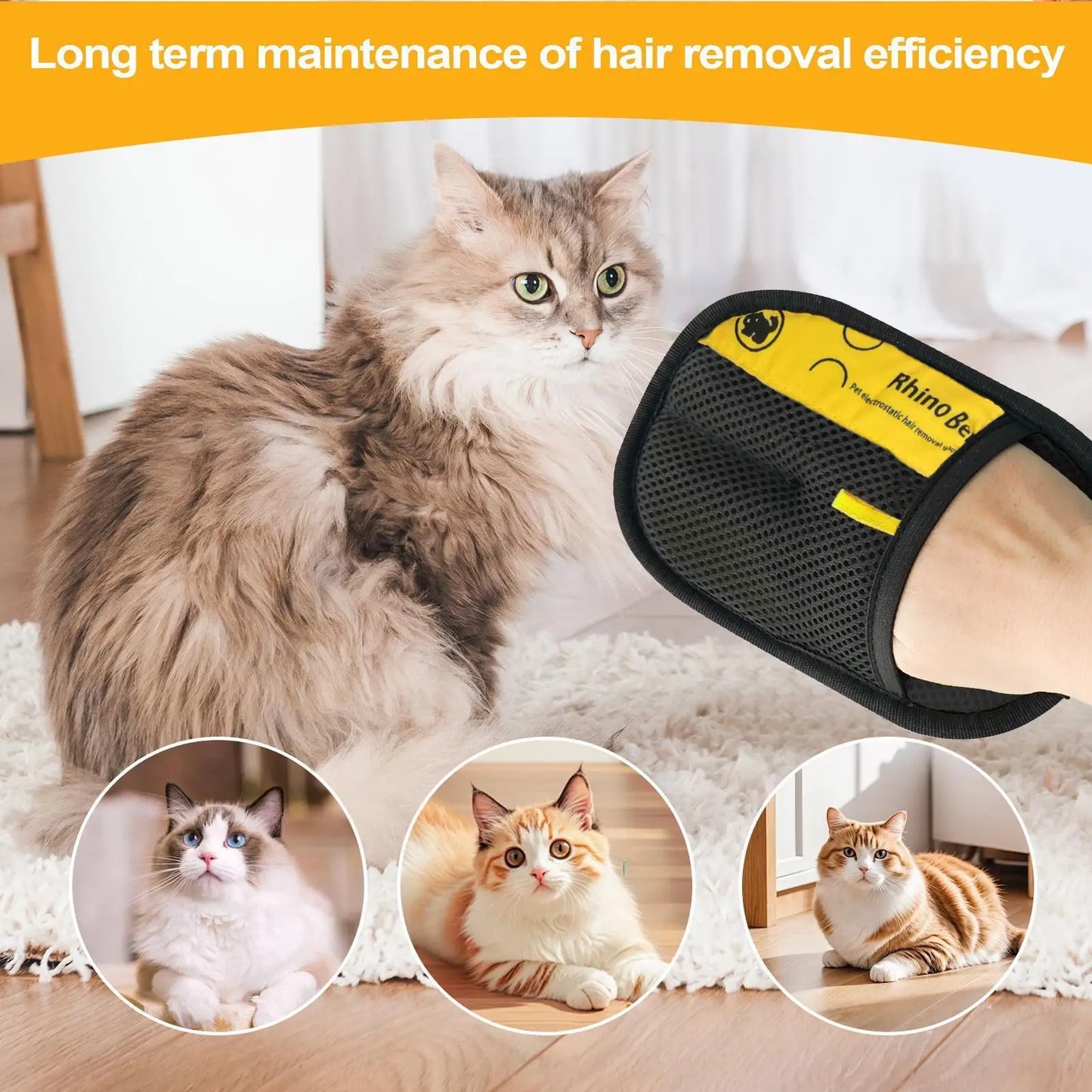 2pcs Cat Grooming Gloves Electrostatic Pet Hair Removal Brush for