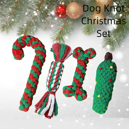 Christmas Pet Cotton Rope Cane Toy Set Bite-resistant Molar