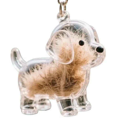 Clear Pet Hair Keychain Cute Dog Fur Keepsake Holder Creative