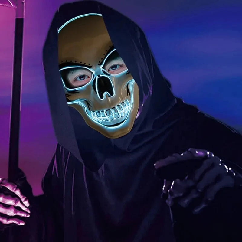Halloween Adult Purification Mask LED Glowing Skull Terror Mask Cold