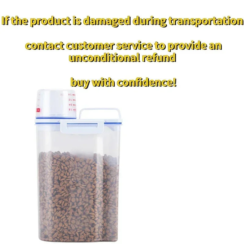 1.5kg/2kg Measuring Cup Food Store Container Dog Cat  Pail Plastic