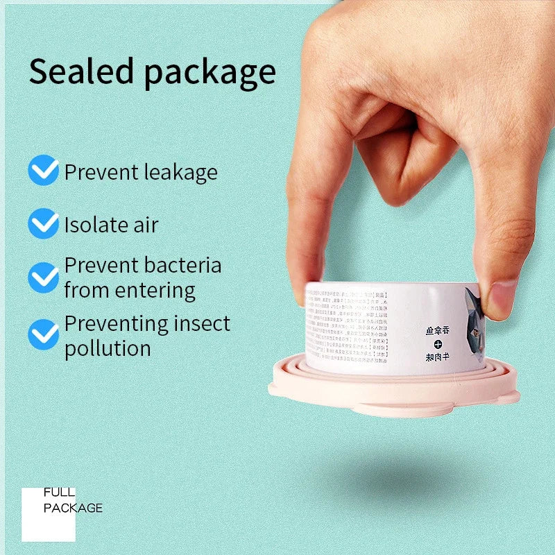 New Portable Silicone Dog Cat Canned Lid 2-in-1Food Sealer Spoon Pet
