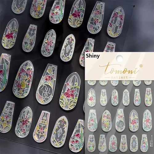 1piece 5D glass fragment nail sticker high quality stained glass