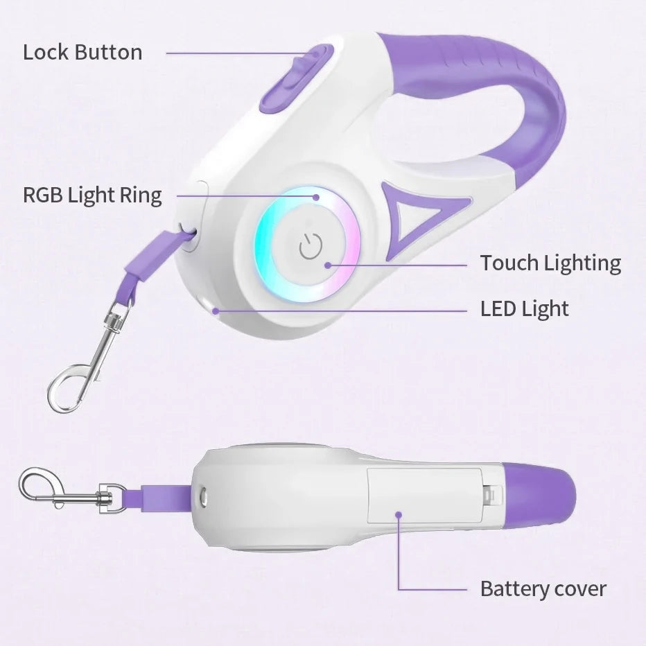 LED Retractable Dog Leash with light for Puppies Small Medium big Dogs
