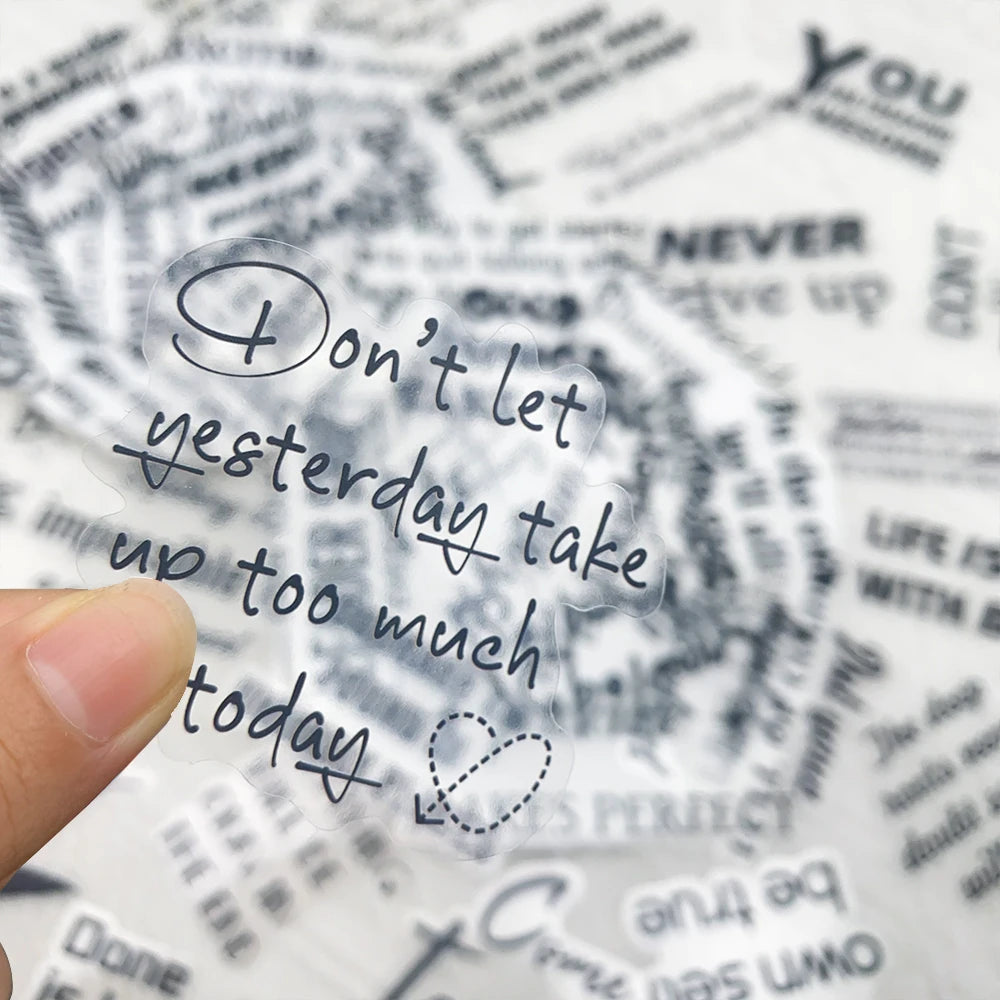 50pcs Motivational Phrases PET Stickers Decals For Laptop Notebook