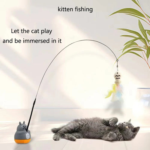 New cat funny cat stick steel wire long pole feather cute cat toy