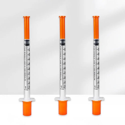 10pcs 1ml Disposable Plastic Veterinary Syringe Orange Cap Sterile