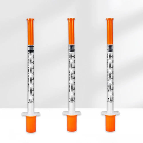 10pcs 1ml Disposable Plastic Veterinary Syringe Orange Cap Sterile