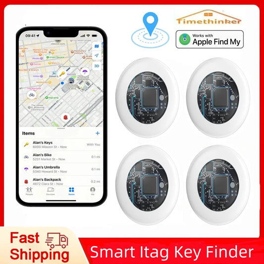 Timethinker Smart Bluetooth GPS Tracker Airtag Work with Apple Find My