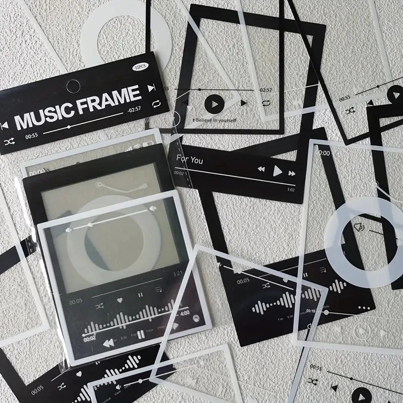 15 pcs vintage photos film frame PET sticker packaging DIY diary