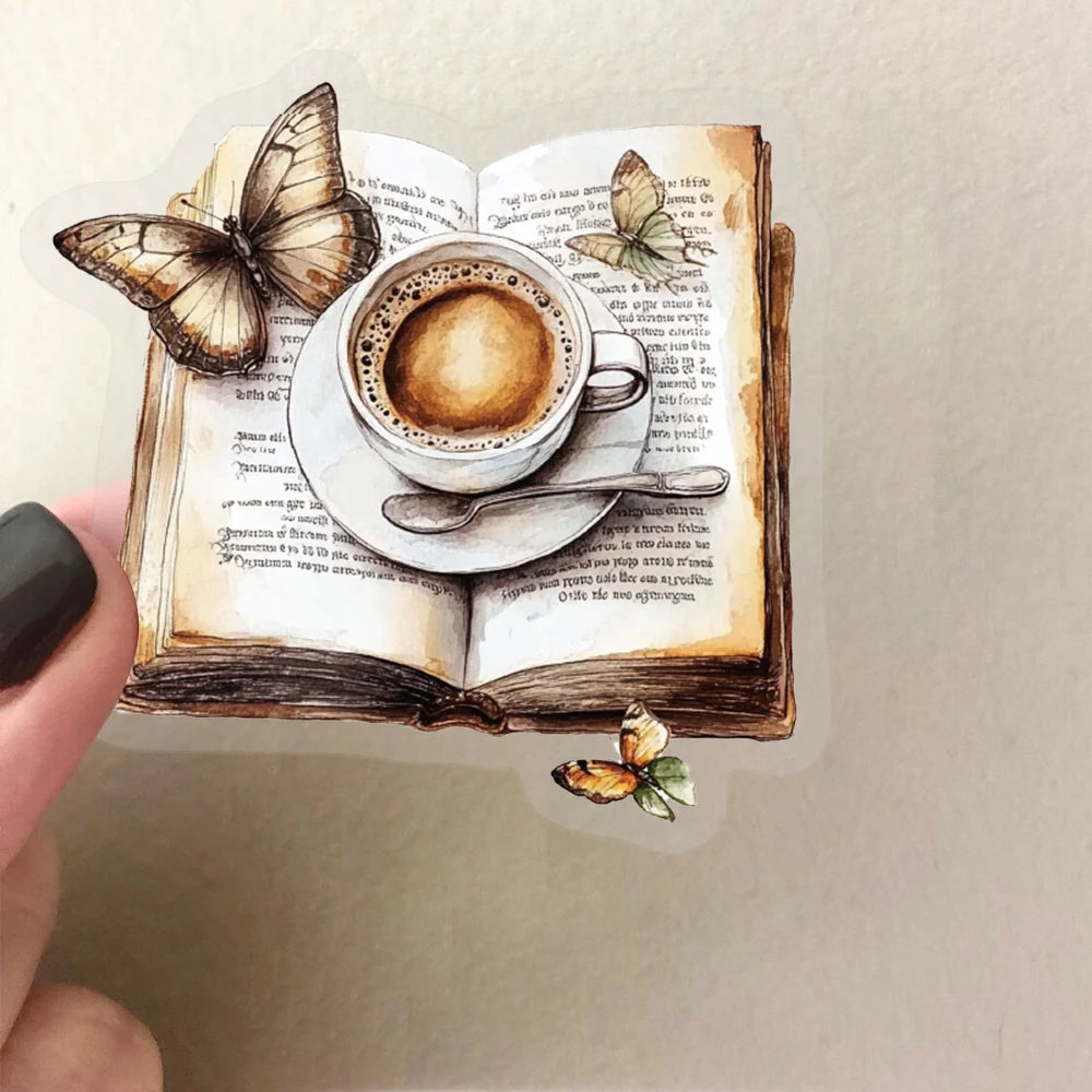 50pcs Retro Coffee Alphabet Theme Clip Stickers Aesthetic Waterproof