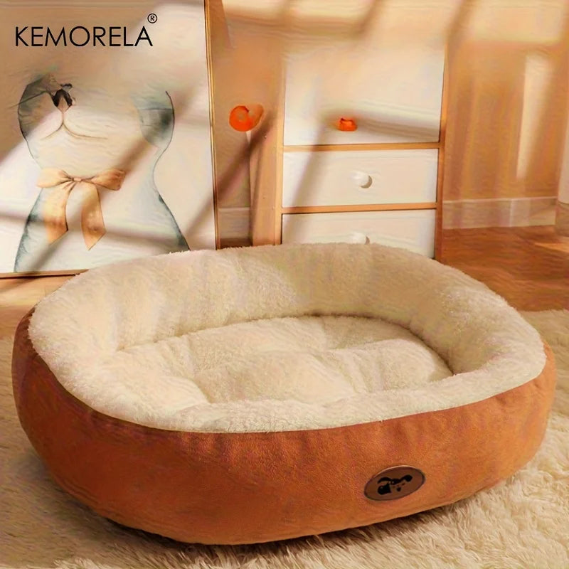 Cozy Oval Snuggle Pet Bed, Plush & Thickened Cat Bed Warm and Secure