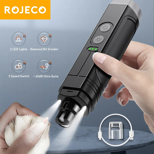 ROJECO P3 Electric Pet Nail Grinder Professional Dog Nail Clippers + 2