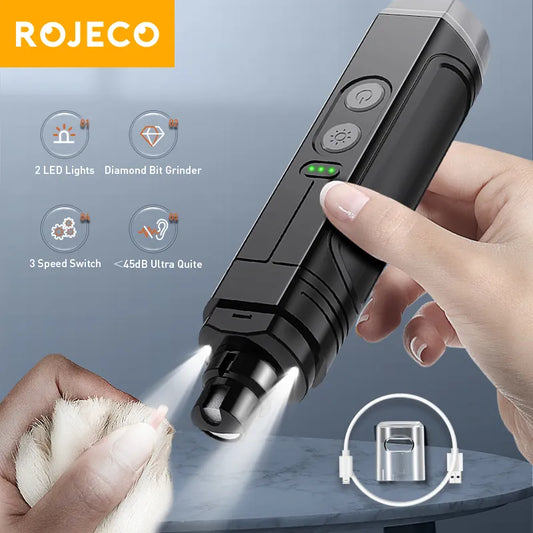 ROJECO P3 Electric Pet Nail Grinder Professional Dog Nail Clippers + 2