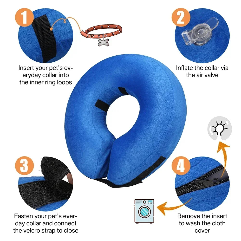 Dog Cones After Surgery, Protective Inflatable Dog Collar Pet Recovery