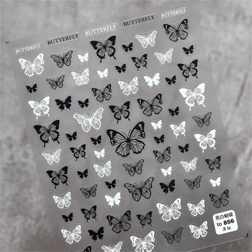 Sexy Woman Black White Lace Butterfly Cross 5D Soft Embossed Relief
