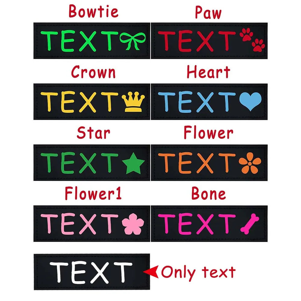 2 PCS Personalized Dog Name Labels Colorful Pattern Pet Harness Custom