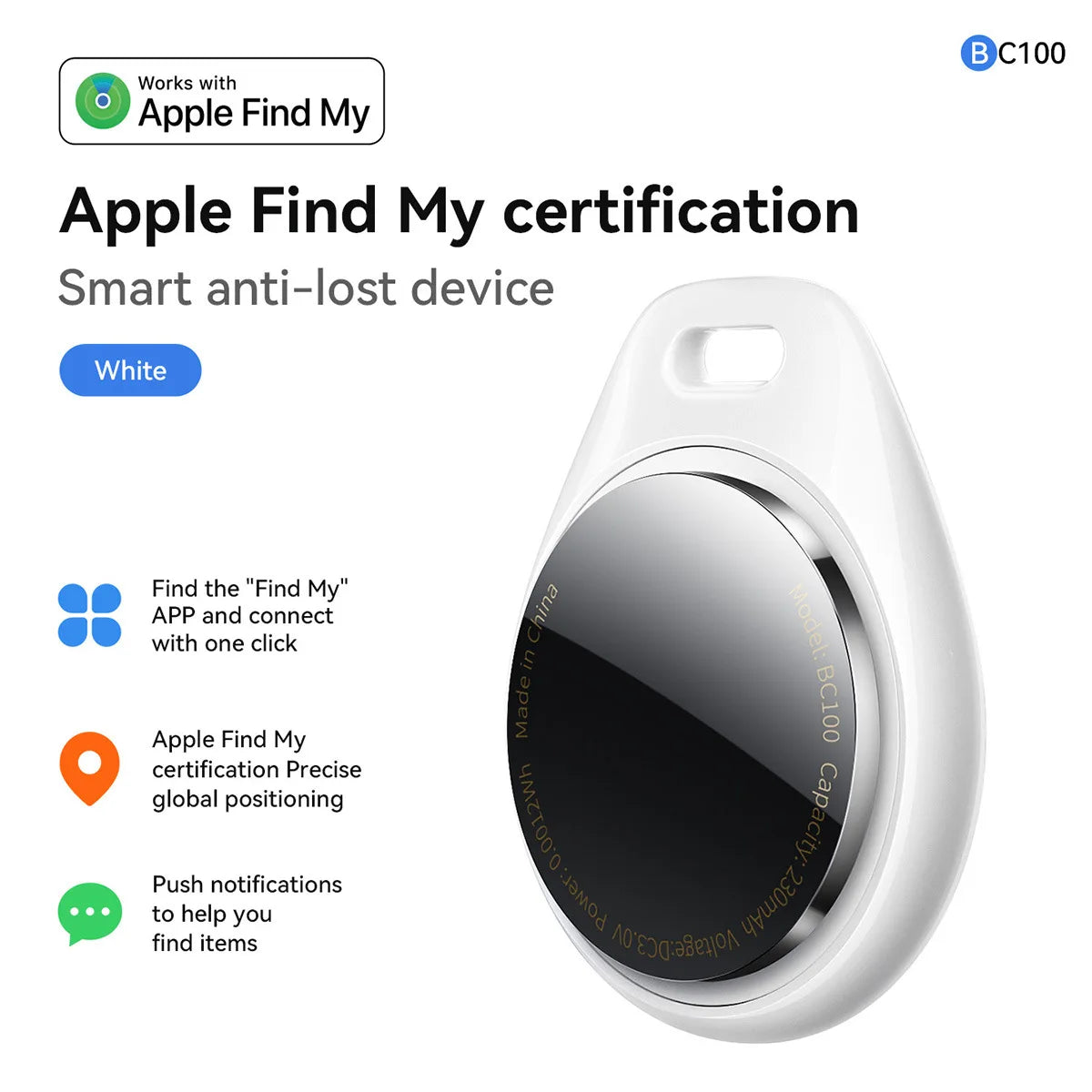 Airtag is compatible with Apple IOS phone, Find My, Bluetooth mini