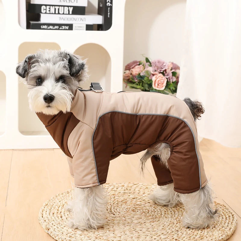 Warm Pet Clothes With D-ring Reflective Dog Jumpsuit For Small Medium