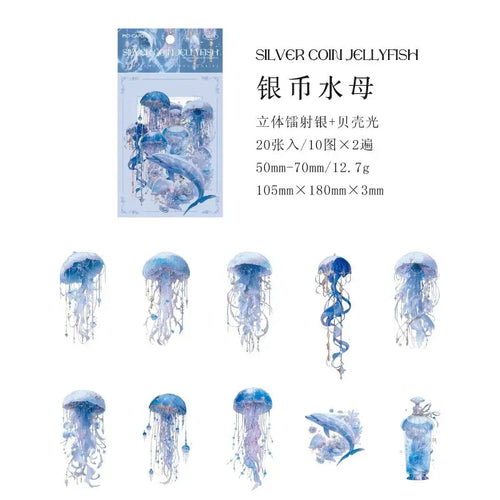 Unbounded Jellyfish Series PET Sticker Bag Dream Laser Watercolor