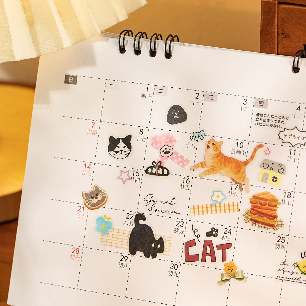 20pcs Corner Cats PET Square Sticker Book for Journal Scrapbooking