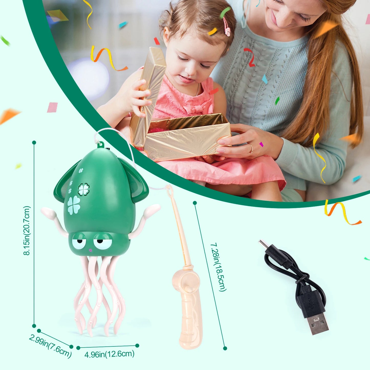 Electronic Dancing Squid Toys with Light&Music Funny Induction Lying